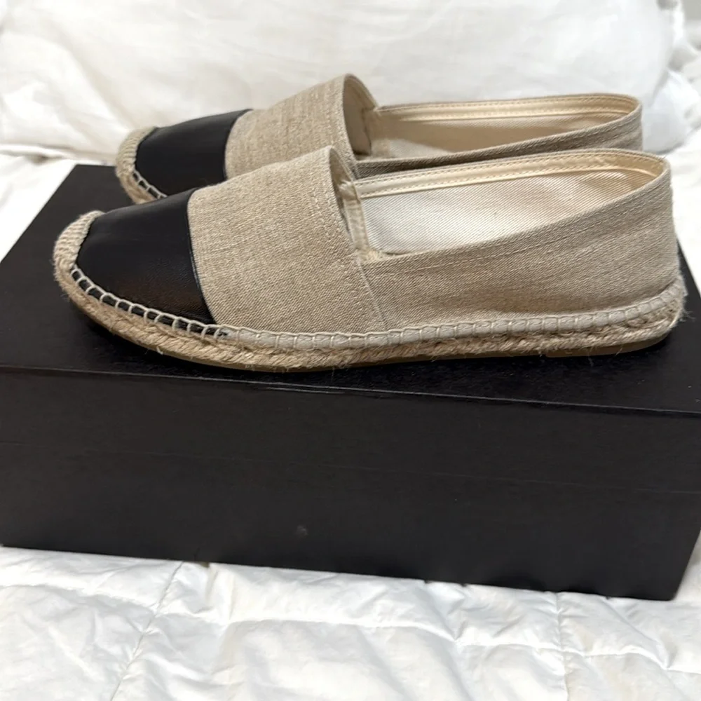 J. Crew Canvas Black Toe Cap Espadrilles like new worn once